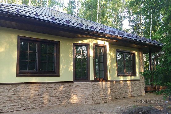 Построенный одноэтажный дом из газобетона с шатровой крышей в СНТ Фауна - 8