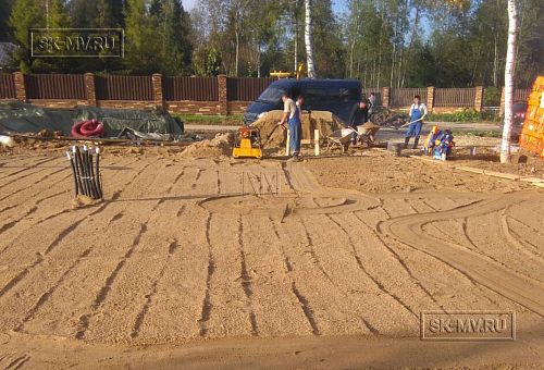6. Подготовка песчаного основания фундамента дома