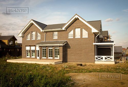 Строительство каркасного коттеджа с кирпичной отделкой в поселке Черничные поля Москва - 16