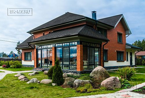 Строительство двухэтажного дома из газобетона с верандой с панорамным остеклением в КП Сосновое - 28