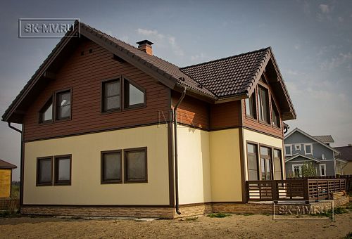 Строительство двухэтажного каркасного коттеджа 180 кв м в альпийском стиле в КП Смартвилль Москва - 9