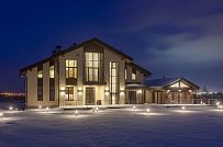 Фото репортаж с места строительства кирпичного дома ок 800 кв м с цоколем и СПА в д Пеники Лен области - мини - 44