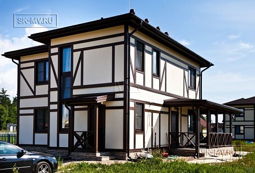 Построенный по каркасной технологии в к п Парквэй загородный дом для постоянного проживания в стиле фахверк площадью 200 кв м - 24