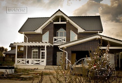 Строительство каркасного коттеджа с кирпичной отделкой в поселке Черничные поля Москва - 2