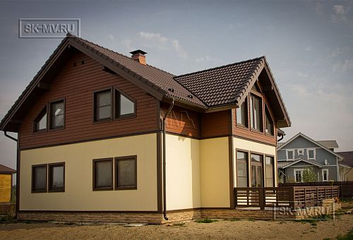 Строительство двухэтажного каркасного коттеджа 180 кв м в альпийском стиле в КП Смартвилль Москва - 8