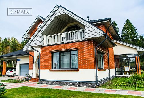 Строительство двухэтажного дома из газобетона с верандой с панорамным остеклением в КП Сосновое - 13