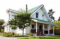 Строительство небольшого двухэтажного каркасного дома 165 кв м с бежевым сайдингом и зеленой крышей в СНТ Учитель - мини - 22