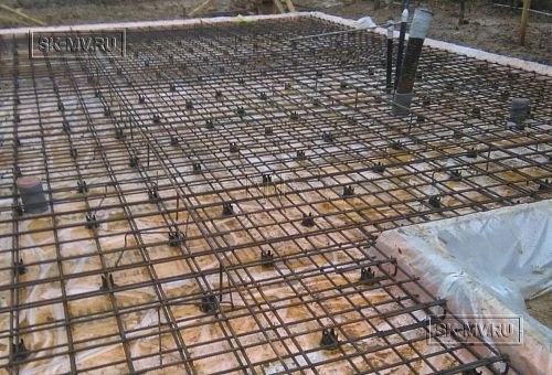 15. Армирование фундамента плиты бани