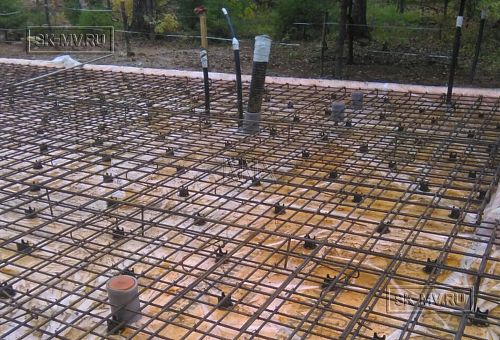 15. Армирование фундамента плиты бани