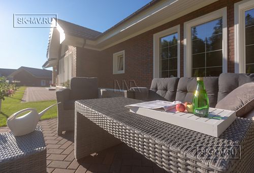 Одноэтажная усадьба в английском стиле в КП Галактика, технология каркас - 29