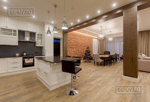 Дизайн интерьера загородного дома из кирпича в Пениках 1 - 33