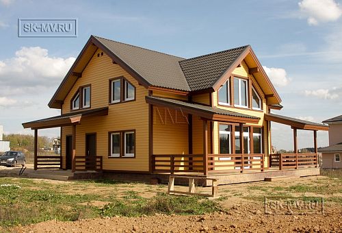 Строительство теплого зимнего каркасного дома 187 кв м с эркером и террасой в КП Цветочный - 1