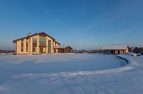 Фото репортаж с места строительства кирпичного дома ок 800 кв м с цоколем и СПА в д Пеники Лен области - мини - 35