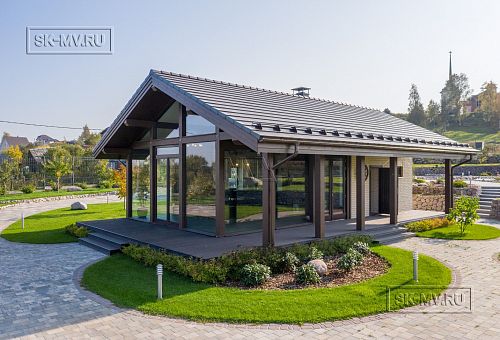 Строительство летней кухни по технологии фахверк с панорамным остеклением в д Пеники - 1