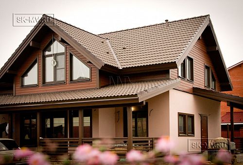 Строительство каркасного дома 190 кв м с комбинированной фасадной отделкой деревом и штукатуркой в п Жостово округ Мытищи - 8
