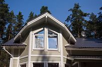 Построенный каркасный дом с комбинированной фасадной отделкой кирпичом и вагонкой в п Комарово - мини - 4