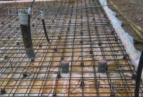 15. Армирование фундамента плиты бани