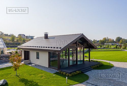 Строительство летней кухни по технологии фахверк с панорамным остеклением в д Пеники - 15