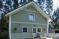 Построенный каркасный дом с комбинированной фасадной отделкой кирпичом и вагонкой в п Комарово - мини - 5