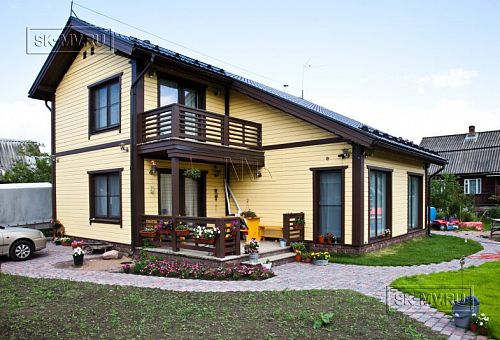 Строительство каркасного дома Приютино 1 площадью 165 кв м с террасой и пятью спальнями в СНП Гранит - 7