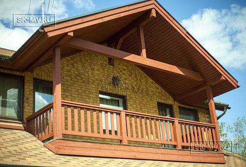 Строительство двухэтажного каркасного коттеджа 263 кв м с балконом, террасой и навесом для автомобилей в п Володарский - 17