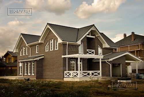 Строительство каркасного коттеджа с кирпичной отделкой в поселке Черничные поля Москва - 3