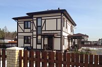 Построенный по каркасной технологии в к п Парквэй загородный дом для постоянного проживания в стиле фахверк площадью 200 кв м - мини - 12