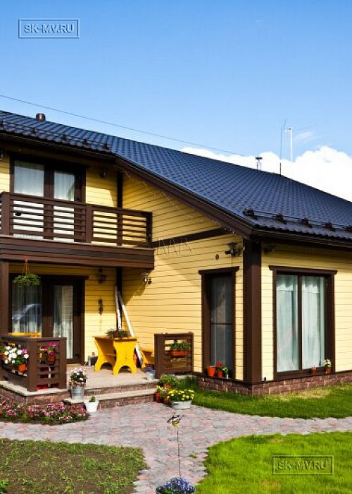 Строительство каркасного дома Приютино 1 площадью 165 кв м с террасой и пятью спальнями в СНП Гранит