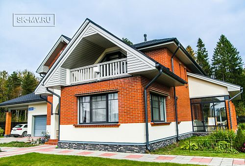 Строительство двухэтажного дома из газобетона с верандой с панорамным остеклением в КП Сосновое - 12